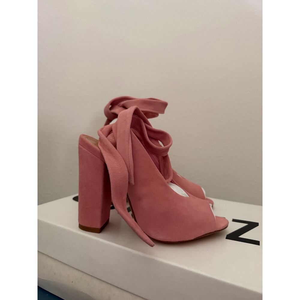 Schutz Leather Suede archie poppy rose sz 5 heels - Picture 4 of 6